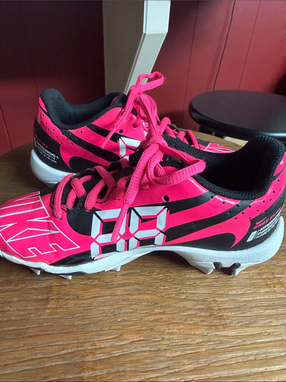 Nike Hyperdiamond 4 Fast Flex Girls' Softball Cleats Pink Black White